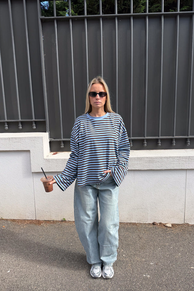 Bordeaux Stripe Long Sleeve Top