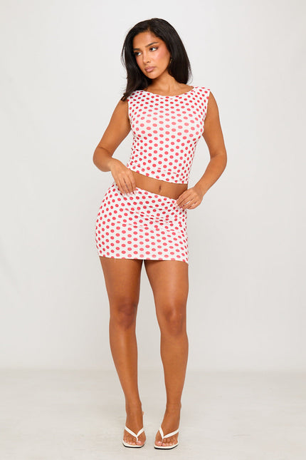 Biarritz Polka Dot Off Shoulder Top & Mini Skirt Co-Ord