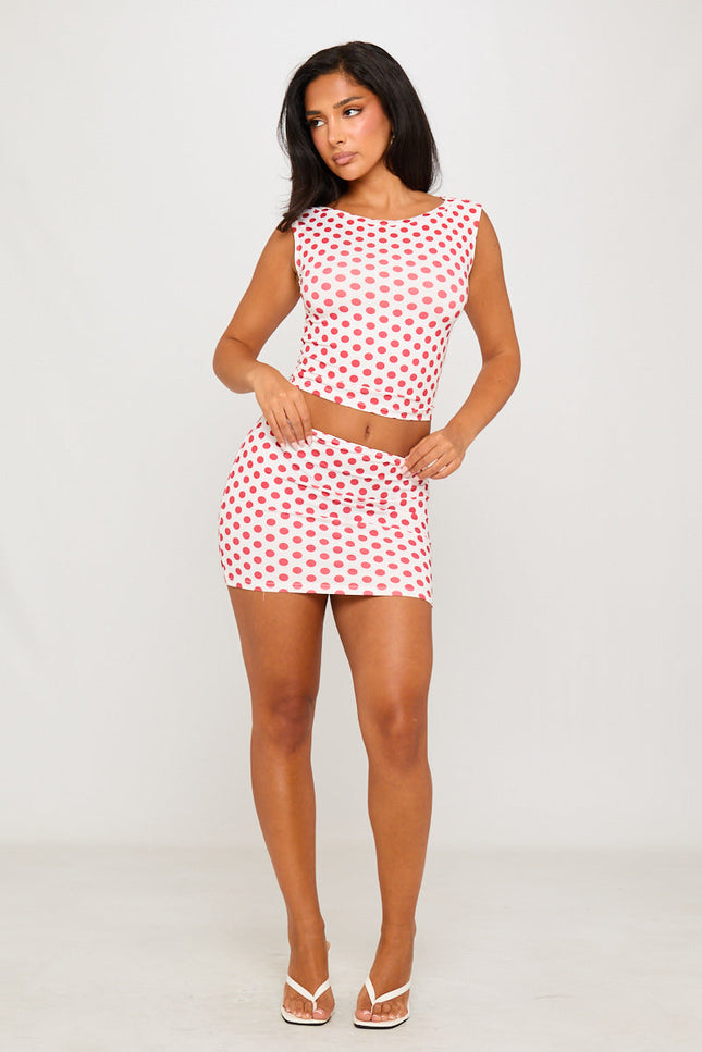 Biarritz Polka Dot Off Shoulder Top & Mini Skirt Co-Ord