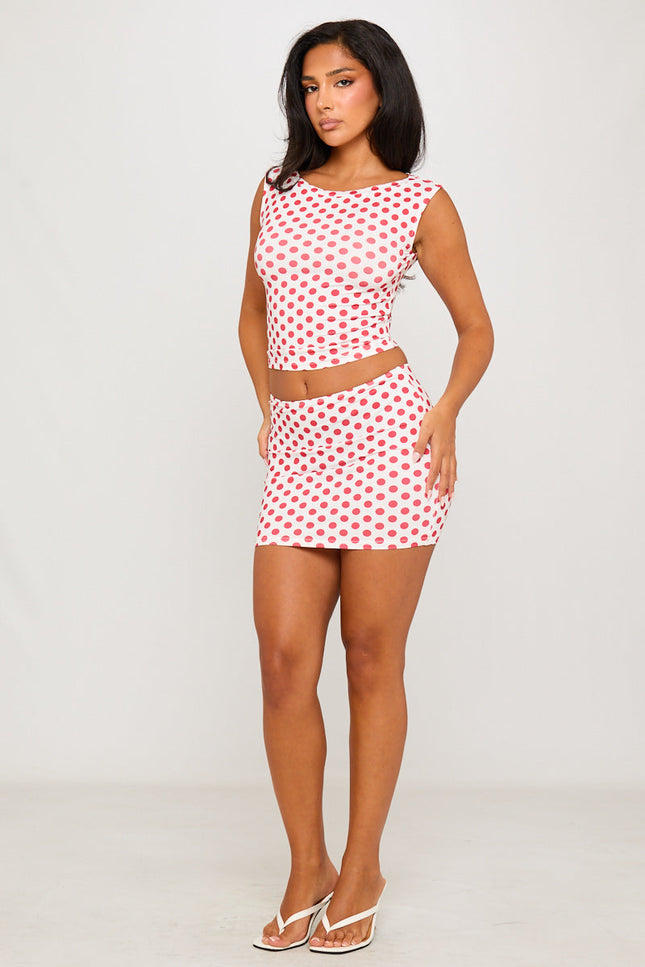 Biarritz Polka Dot Off Shoulder Top & Mini Skirt Co-Ord