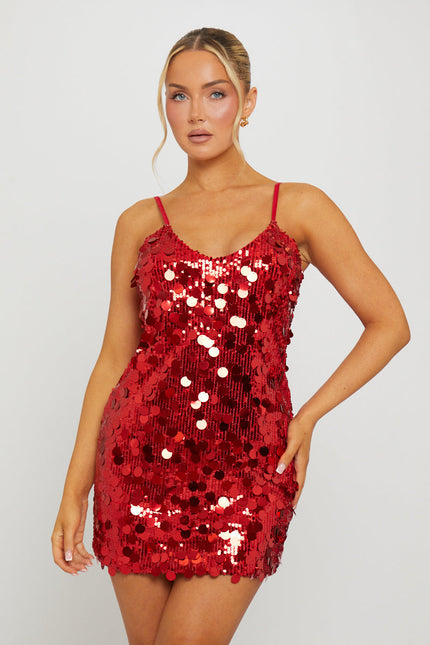 Cannes Ruby Sequin Dress