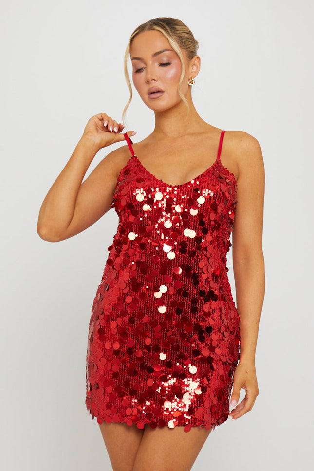 Cannes Ruby Sequin Dress
