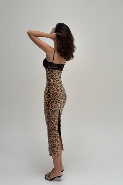 Mantova Sequin Leopard Print Midi Dress