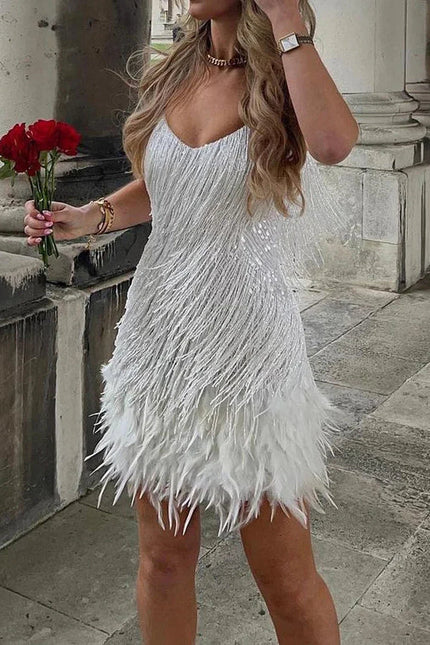 Lila Feather Mini Dress