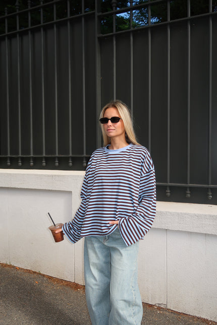 Bordeaux Stripe Long Sleeve Top