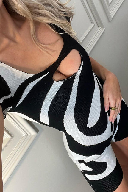 Anne Print Knitted Cut Out Playsuit