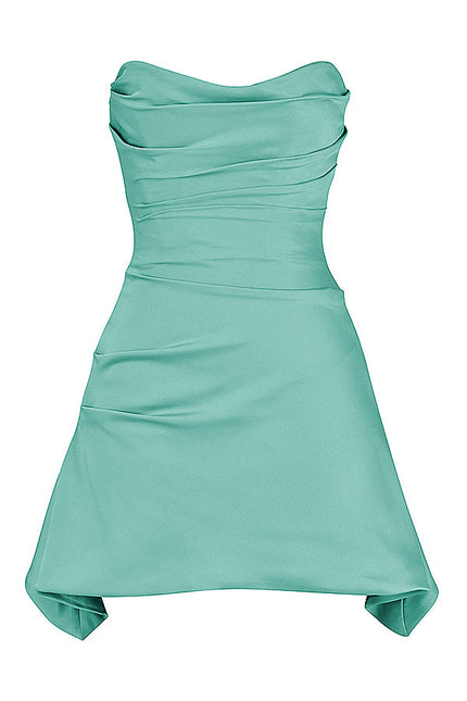 Blue Catherine Draped Blue Strapless Mini Corset Dress