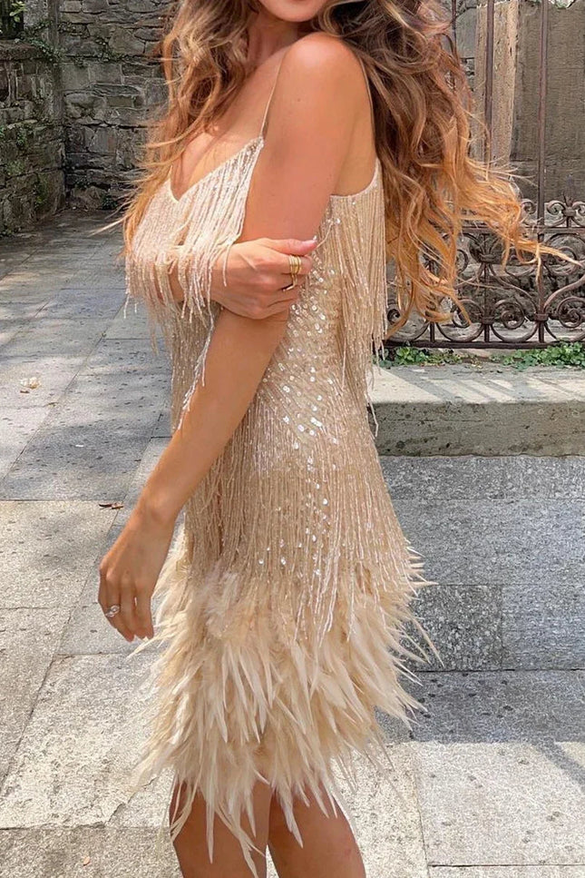 Lila Feather Mini Dress