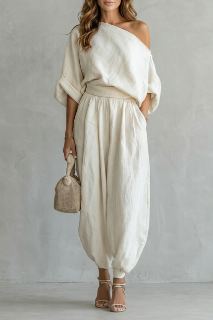 Ravello Off-Shoulder Linen Set