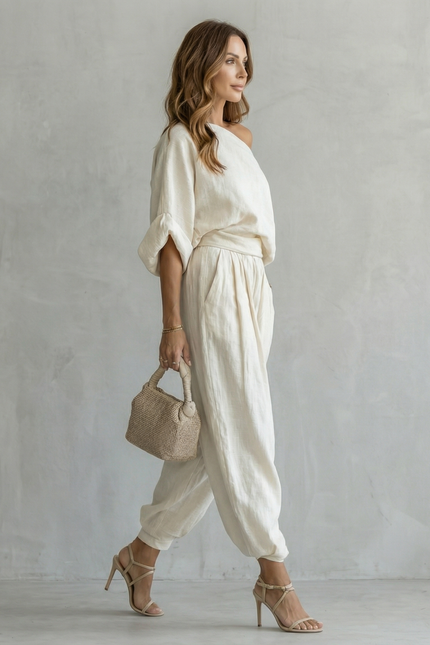 Ravello Off-Shoulder Linen Set