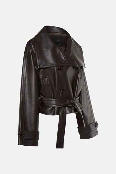 Ambre Belted Leather Look Jacket