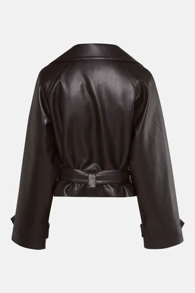 Ambre Belted Leather Look Jacket