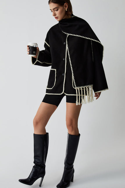 Maribel Fringe Tailored Jacket with Matching Scarf
