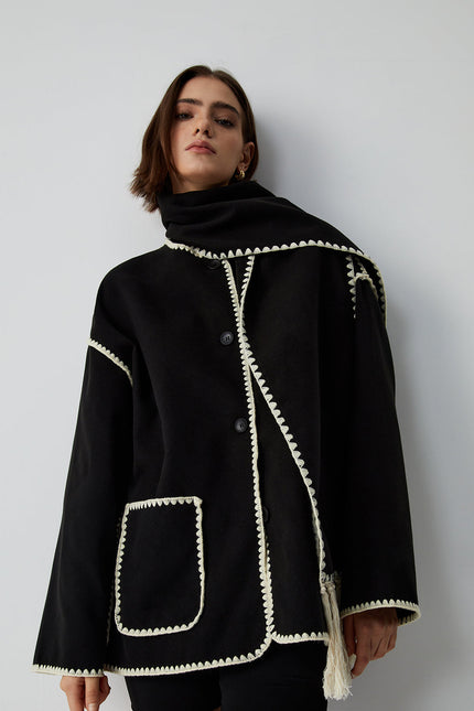 Maribel Fringe Tailored Jacket with Matching Scarf