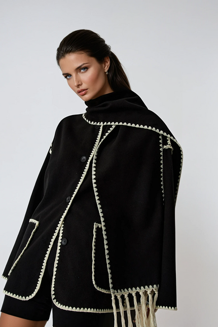 Maribel Fringe Tailored Jacket with Matching Scarf