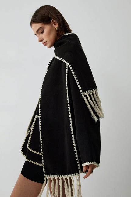 Maribel Fringe Tailored Jacket with Matching Scarf