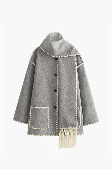 Maribel Fringe Tailored Jacket with Matching Scarf