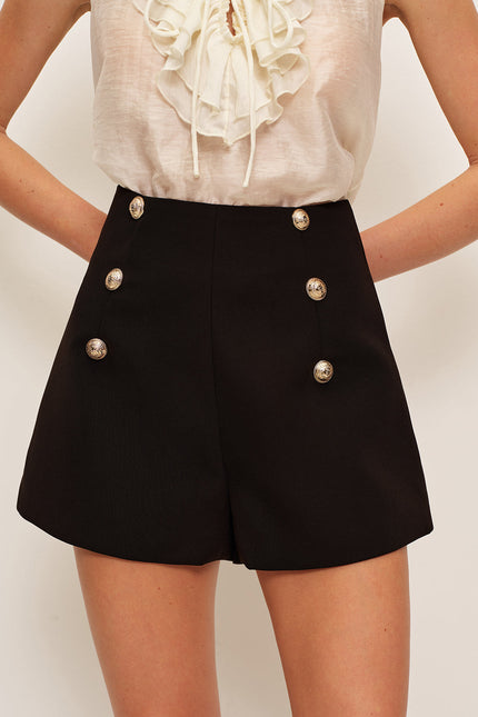 Saint Remy High-Waist Button Tailored Shorts