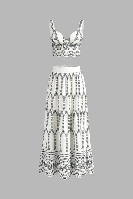Palermo Emroided Sleeveless Tie Back Skirt Set