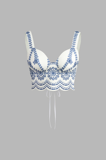 Palermo Emroided Sleeveless Tie Back Skirt Set