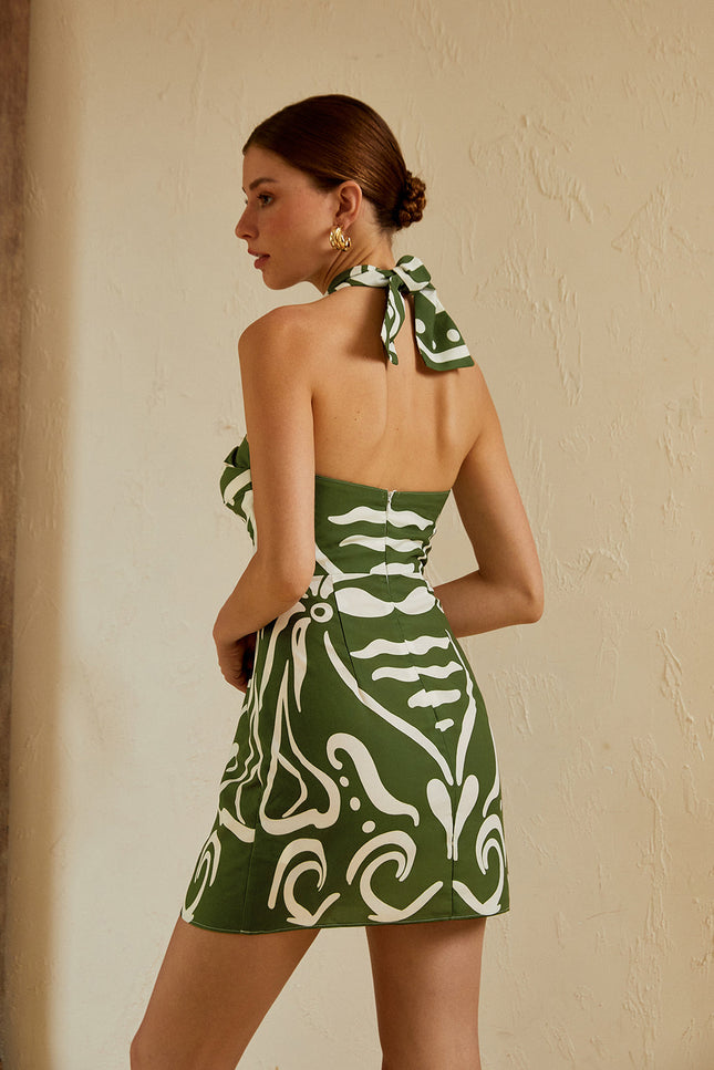 Elba Printed Halter Dress