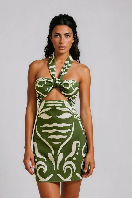 Elba Printed Halter Dress