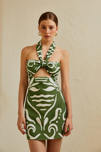 Elba Printed Halter Dress