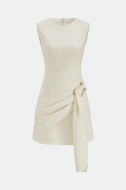 Anne Linen Blend Draped Mini Dress