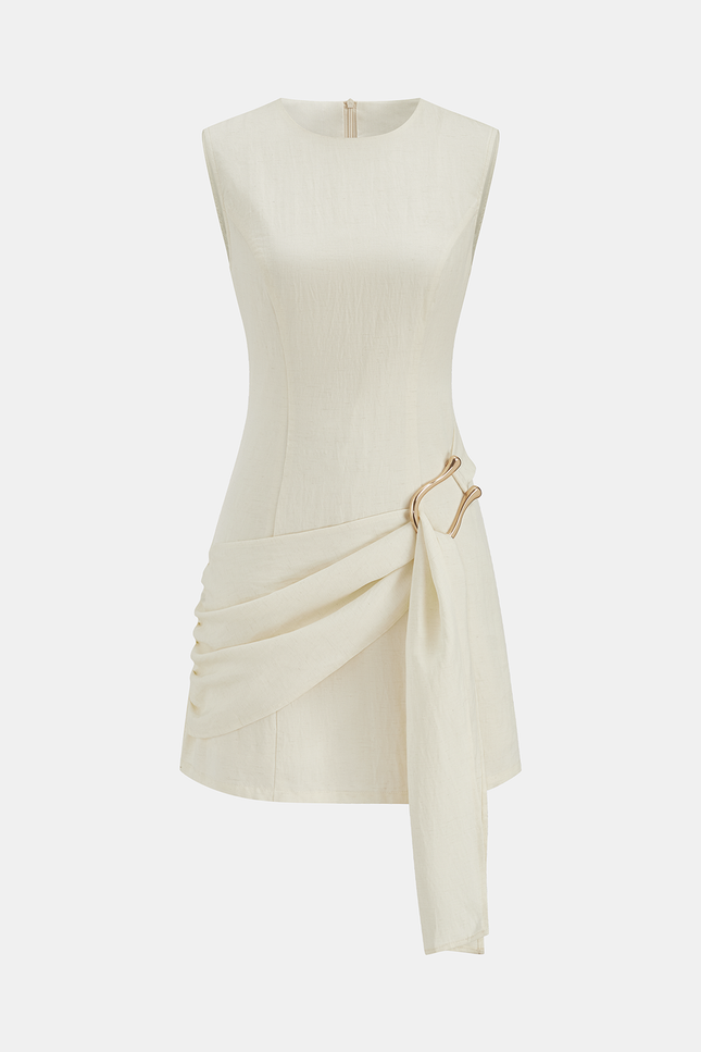 Anne Linen Blend Draped Mini Dress
