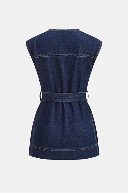 Torino Belted Denim Vest & Shorts Set