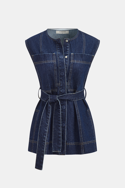 Torino Belted Denim Vest & Shorts Set