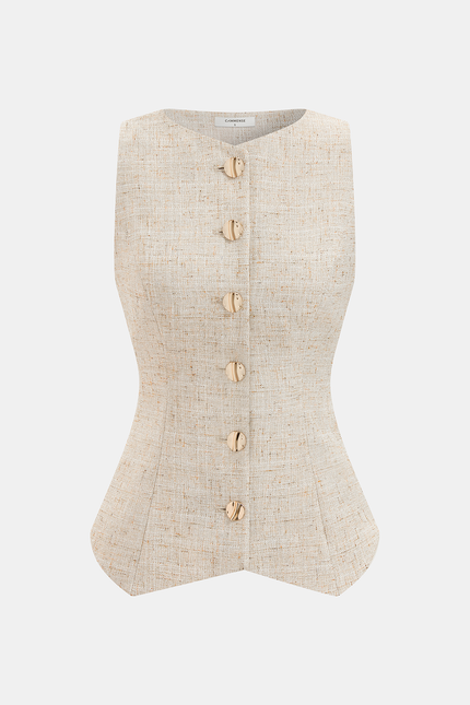 Cortina Tweed Buttoned Vest & Mini Shorts Set