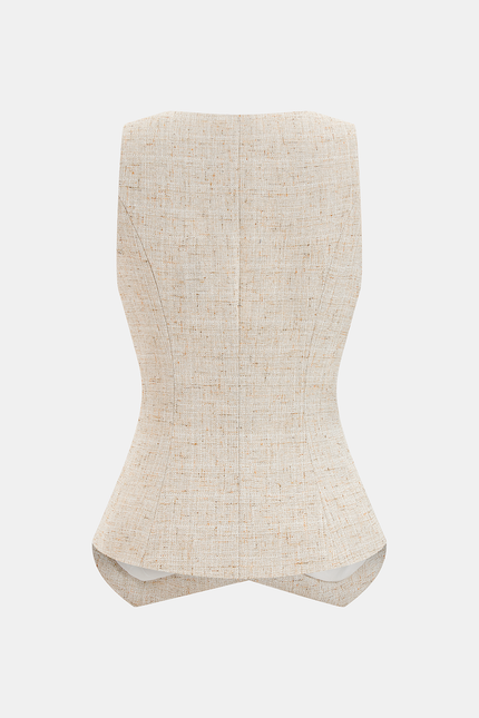 Cortina Tweed Buttoned Vest & Mini Shorts Set