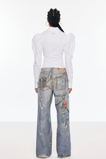 Celine Print Barrel Jeans