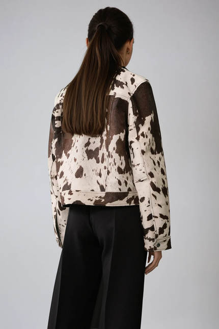 Liora Cow-Print Denim Jacket