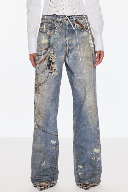 Celine Print Barrel Jeans
