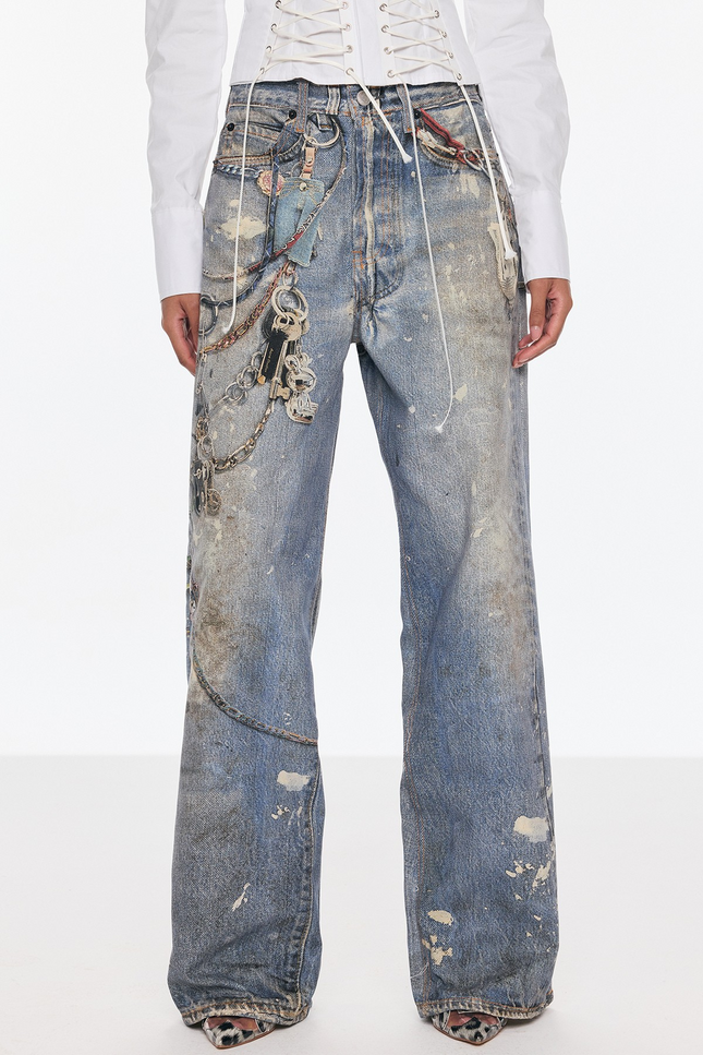 Celine Print Barrel Jeans