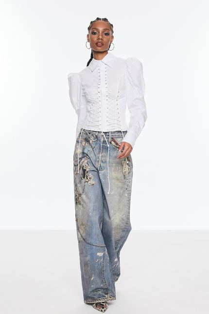 Celine Print Barrel Jeans