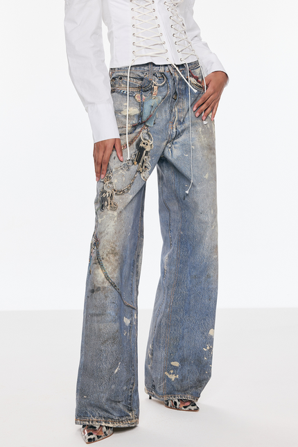 Celine Print Barrel Jeans