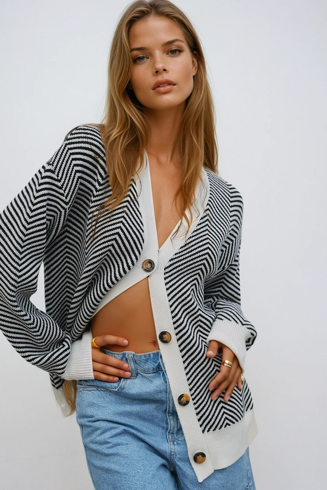 Essa Chevron Knit Cardigan
