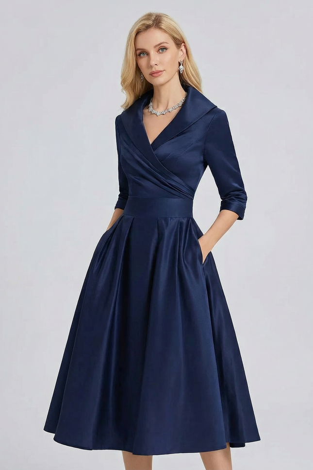 Capri Wrap Collar Midi Dress