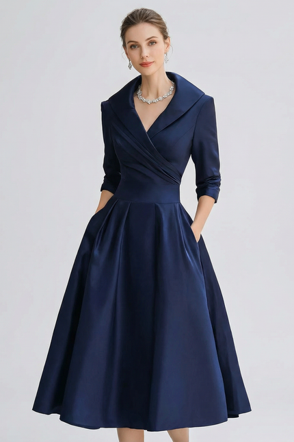 Capri Wrap Collar Midi Dress