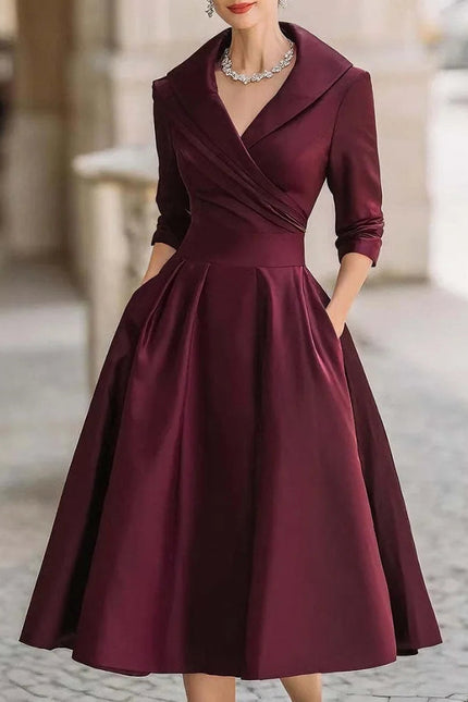 Capri Wrap Collar Midi Dress