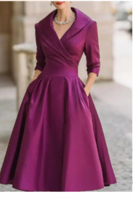 Capri Wrap Collar Midi Dress