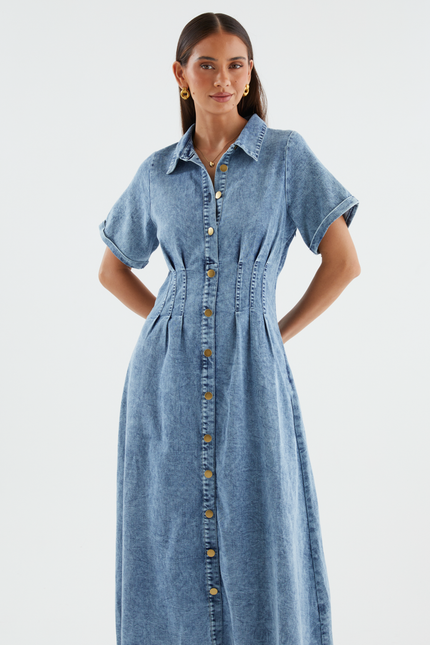 Genova Denim Shirt Maxi Dress