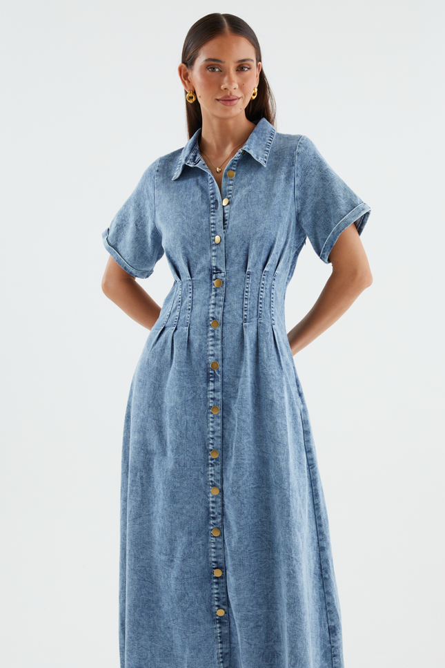 Genova Denim Shirt Maxi Dress