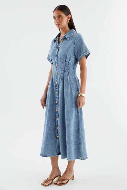 Genova Denim Shirt Maxi Dress