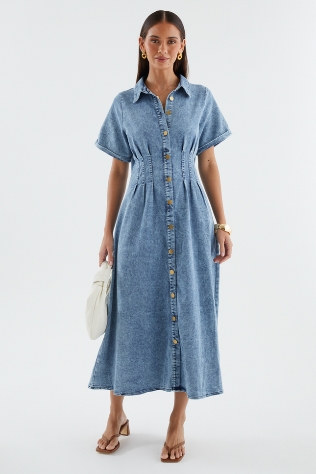 Genova Denim Shirt Maxi Dress