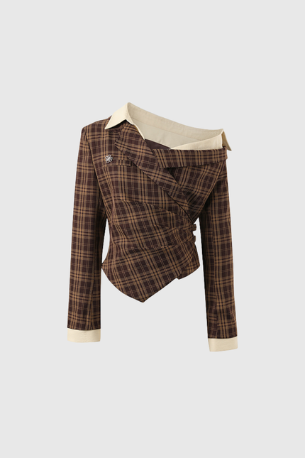 Liola Grid One-Shoulder Top