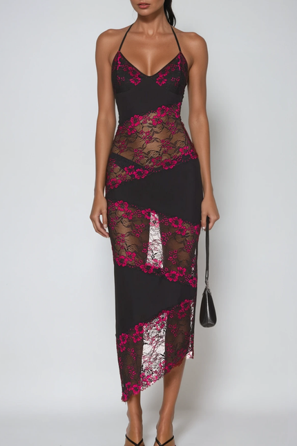 Valeria Deconstruct Floral Lace Maxi Dress